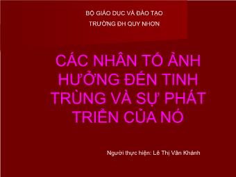 Đề tài Các nhân tố ảnh hưởng đến tinh trùng và sự phát triển của nó