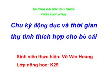 Đề tài Chu kỳ động dục và thời gian thụ tinh thích hợp cho bò cái