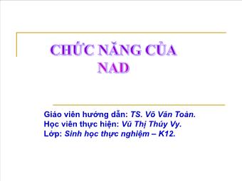 Đề tài Chức năng của NAD