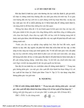 Đề tài Chứng minh định lý: “ Trong tam giác đường phân giác của một góc chia cạnh đối diện thành hai đoạn thẳng tỉ lệ với hai cạnh kề hai đoạn ấy”(Sách giáo khao Toán 8- Tập 2)