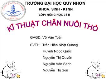 Đề tài Kĩ thuật chăn nuôi thỏ