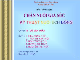 Đề tài Kỹ thuật nuôi ếch đồng