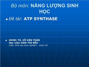 Đề tài môn Năng lượng sinh học: ATP synthase