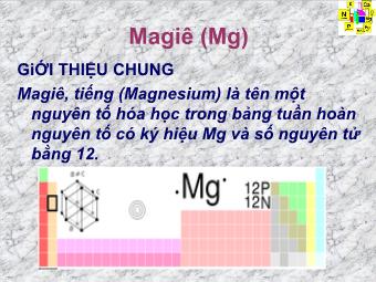 Đề tài Nguyên tố vi lượng Magiê (Mg)