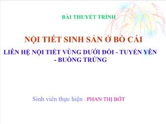 Đề tài Nội tiết sinh sản ở bò cái, liên hệ nội tiết vùng dưới đồi - tuyến yên - buồng trứng