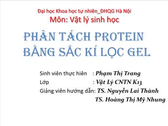 Đề tài Phân tách protein bằng sắc kí lọc gel