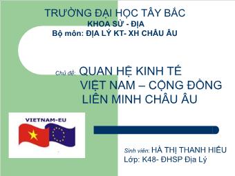 Đề tài Quan hệ kinh tế Việt Nam – cộng đồng liên minh Châu Âu
