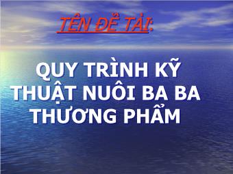 Đề tài Quy trình kỹ thuật nuôi ba ba thương phẩm