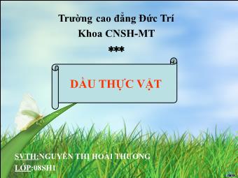 Đề tài Quy trình sản xuất dầu thực vật