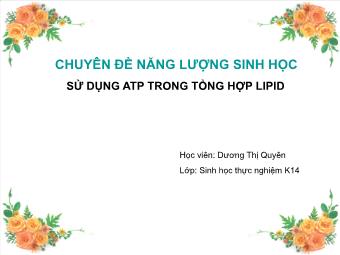 Đề tài Sử dụng ATP trong tổng hợp lipid
