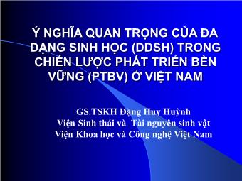 Nghĩa quan trọng của đa dạng sinh học trong chiến lược phát triển bền vững ở Việt Nam
