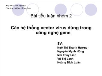 Tiểu luận Các hệ thống vector virus dùng trong công nghệ gene