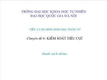 Tiểu luận môn Sinh học phân tử - Chuyên đề 6: Kiểm soát tiêu cực