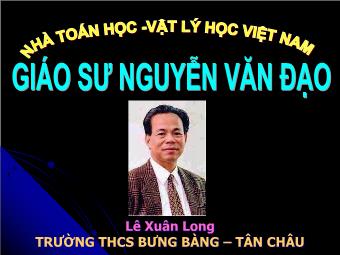 Tiểu sử Giáo sư Nguyễn Văn Đạo