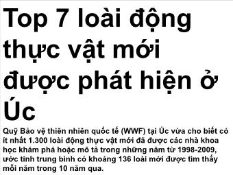 Top 7 loài động thực vật mới được phát hiện ở Úc