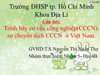 Trình bày cơ cấu công nghiệp (CCCN), sự chuyển dịch CCCN ở Việt Nam