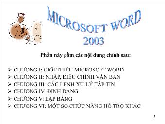 Bài giảng Microsoft Word 2003
