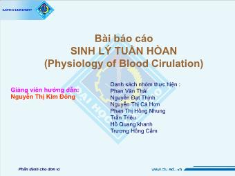 Bài Báo cáo Sinh lý tuần hoàn (physiology of blood cirulation)