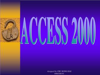 Bài giảng Access 2000