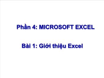 Bài giảng Bài 1: Giới thiệu Excel