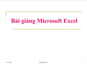 Bài giảng Microsoft Excel (1)