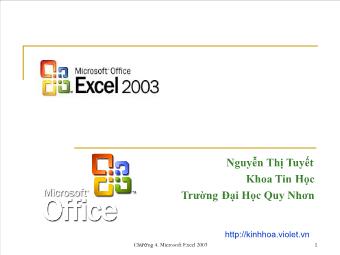 Bài giảng Microsoft Excel 2003 - Trường Đại Học Quy Nhơn