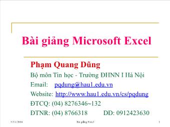 Bài giảng Microsoft Excel - Trường ĐHNN I Hà Nội