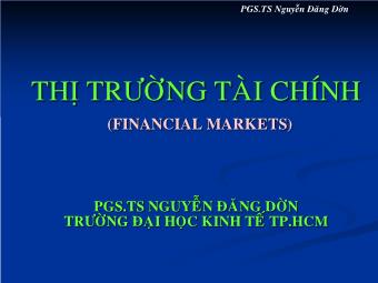 Bài giảng Thị trường tài chính (Financial Markets)