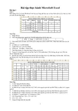 Bài tập thực hành MicroSoft Excel
