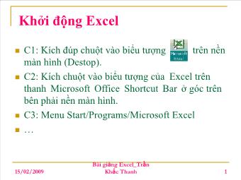 Giáo trình Excel - Phần 1