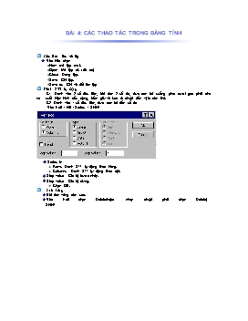 Giáo trình Microsoft Office Excel 2003 - Bài 4: Các thao tác trong bảng tính