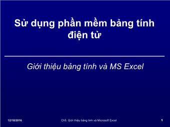 Giới thiệu bảng tính và MS Excel