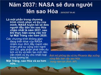 Năm 2037: NASA sẽ đưa người lên sao Hỏa