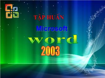 Tập huấn Microsoft word 2003
