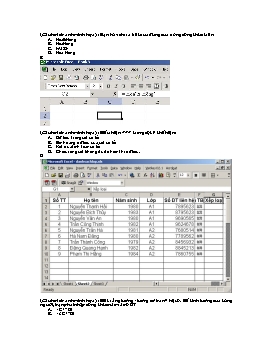 Trắc nghiệm Excel có hình ảnh