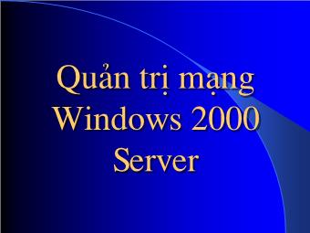 Quản trị mạng Windows 2000 Server - Bài 9: Giám sát hiệu năng mạng