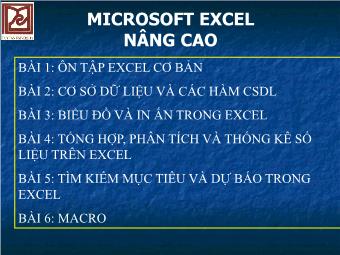 Bài giảng Microsoft Excel nâng cao