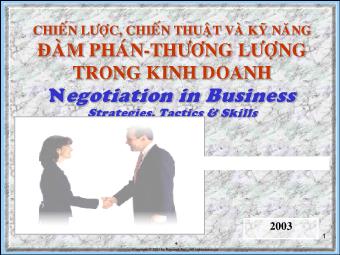 Chiến lược, chiến thuật và kỹ năng đàm phán - thương lượng trong kinh doanh