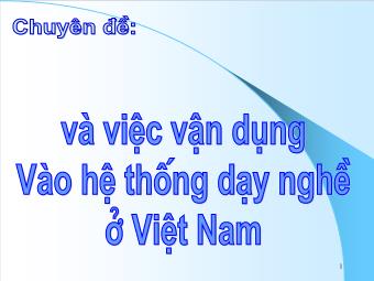 Chuyên đề Kiểm định chất lượng đào tạo và việc vận dụng vào hệ thống dạy nghề ở Việt Nam