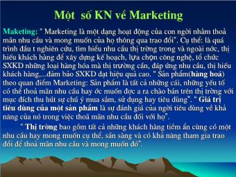 Một số khái niệm về Marketing